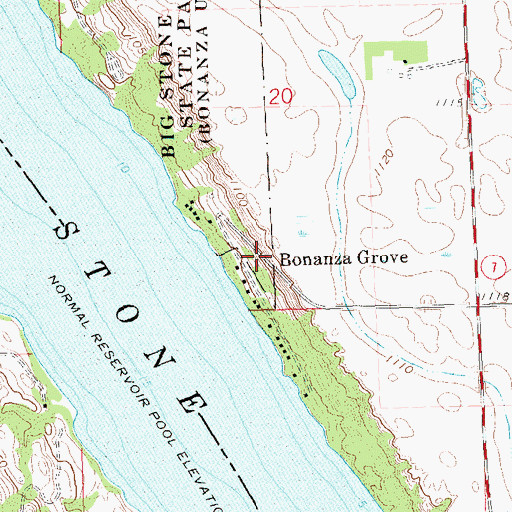 Topographic Map of Bonanza Grove, MN