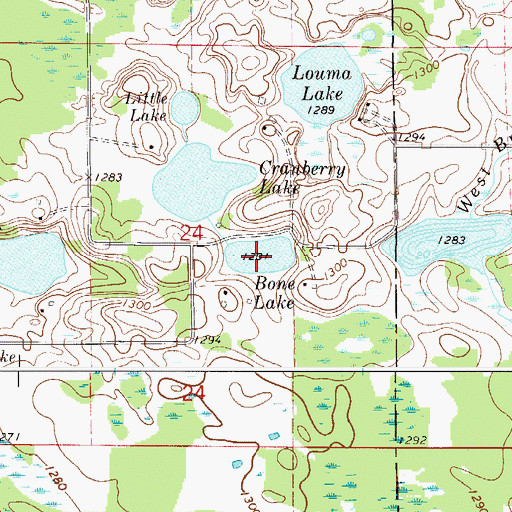 Topographic Map of Bone Lake, MN