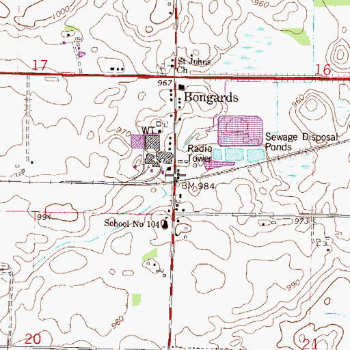Topographic Map of Bongards, MN