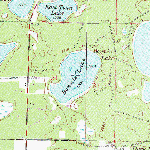 Topographic Map of Bonnie Lake, MN