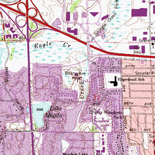 Topographic Map of Boone Avenue Park, MN