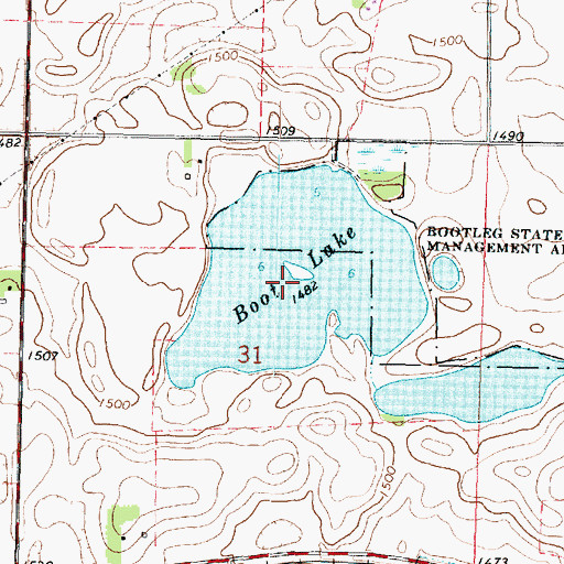Topographic Map of Boot Lake, MN
