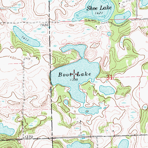 Topographic Map of Boot Lake, MN
