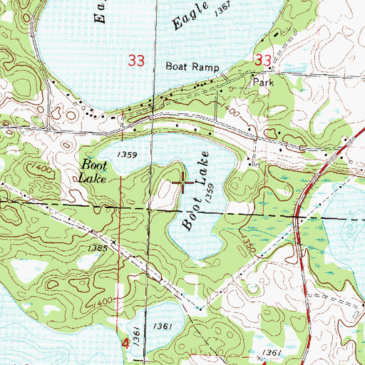 Topographic Map of Boot Lake, MN