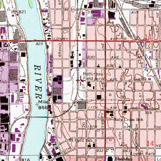 Topographic Map of Bottineau Field, MN
