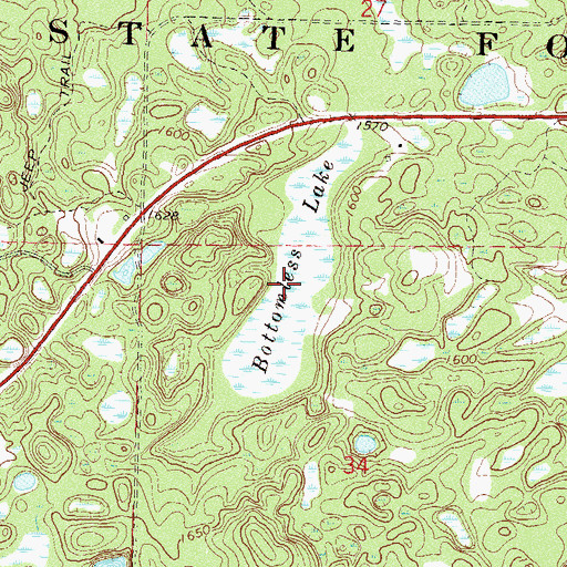 Topographic Map of Bottomless Lake, MN