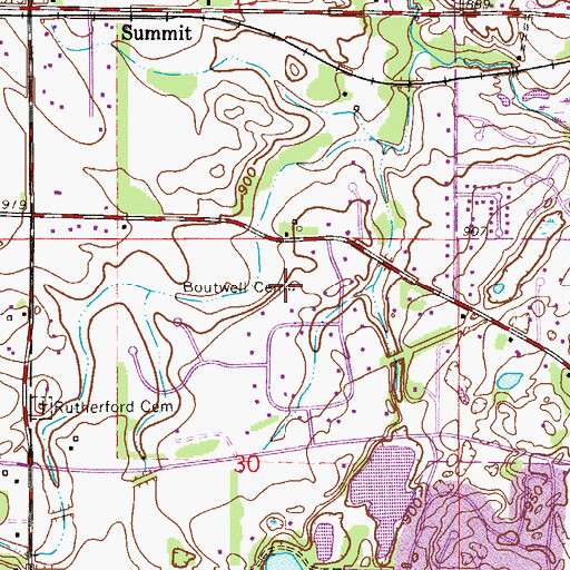 Topographic Map of Boutwell Cemetery, MN
