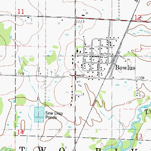 Topographic Map of Bowlus, MN