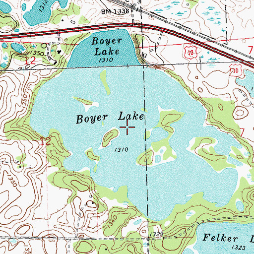 Topographic Map of Boyer Lake, MN
