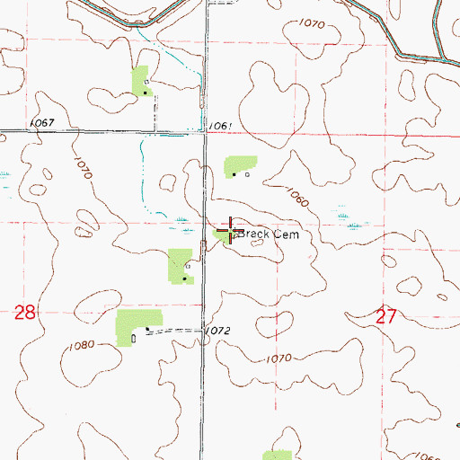 Topographic Map of Brack Cemetery, MN