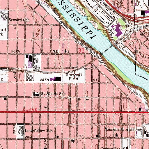 Topographic Map of Brackett Field, MN