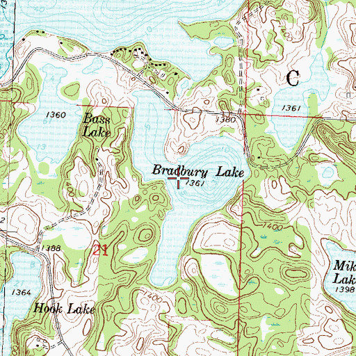Topographic Map of Bradbury Lake, MN