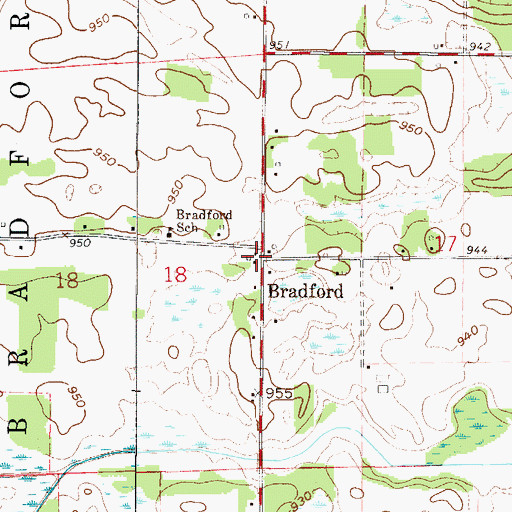 Topographic Map of Bradford, MN