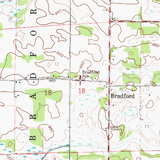 Topographic Map of Bradford School, MN