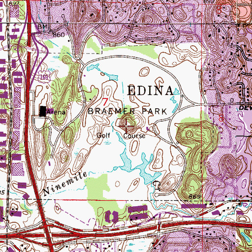 Topographic Map of Braemer Park, MN