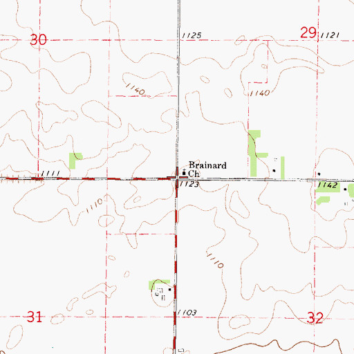 Topographic Map of Brainard Church, MN
