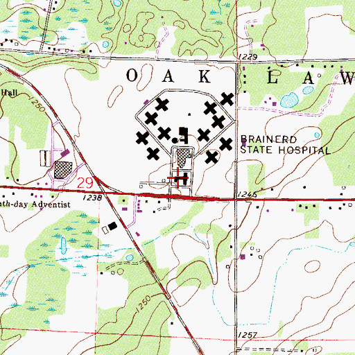 Topographic Map of Brainerd Regional Human Services Center, MN