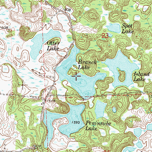 Topographic Map of Branch Lake, MN