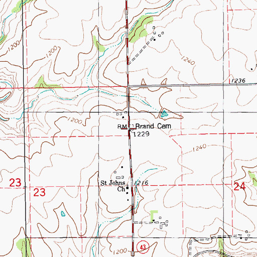 Topographic Map of Brand Cemetery, MN