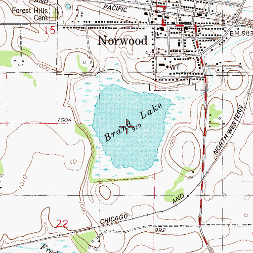 Topographic Map of Brand Lake, MN