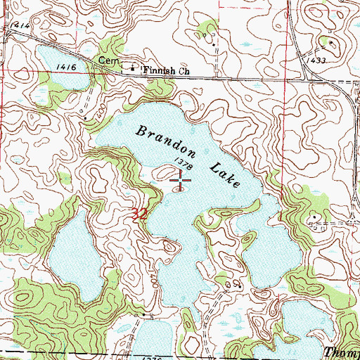 Topographic Map of Brandon Lake, MN