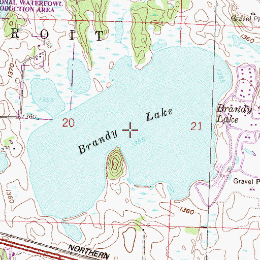 Topographic Map of Brandy Lake, MN