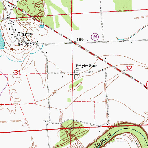 Topographic Map of Bright Star School (historical), AR