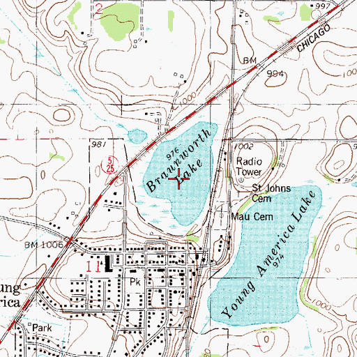 Topographic Map of Braunworth Lake, MN