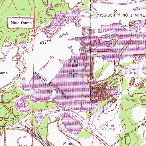 Topographic Map of Bray Mine, MN