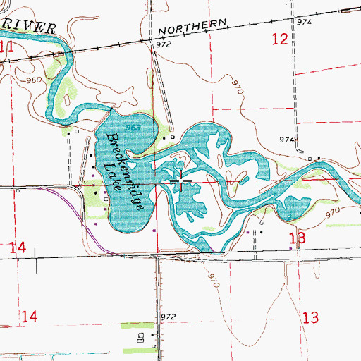 Topographic Map of Breckenridge Lake, MN