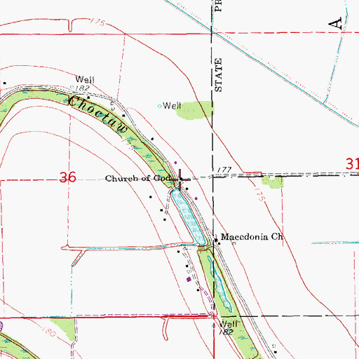 Topographic Map of Church of God, AR