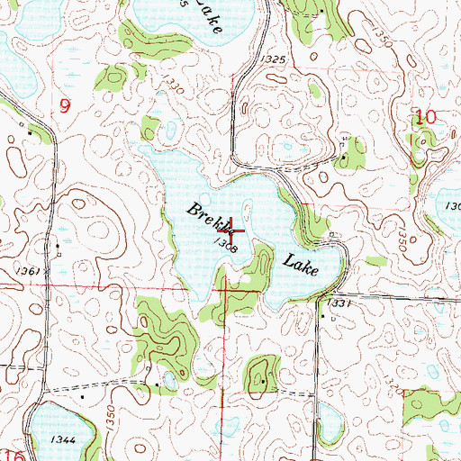 Topographic Map of Brekke Lake, MN