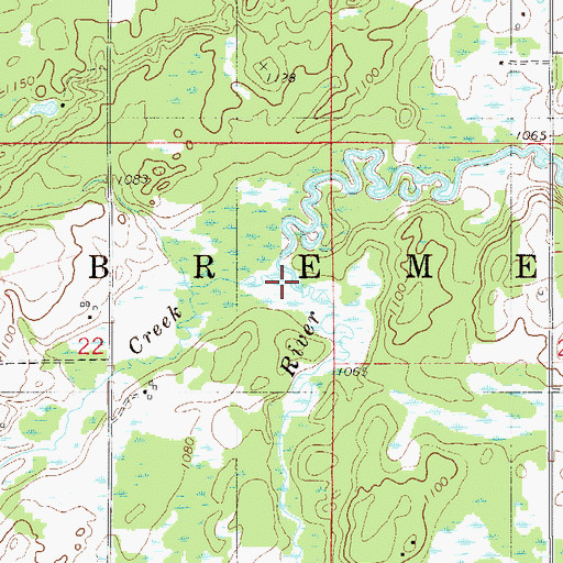 Topographic Map of Bremen Creek, MN
