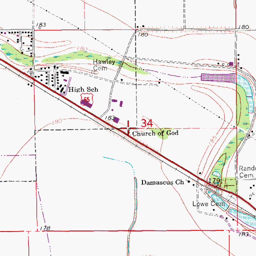 Topographic Map of Church of God, AR