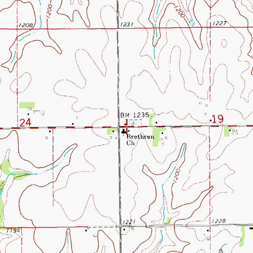 Topographic Map of Brethren Church, MN