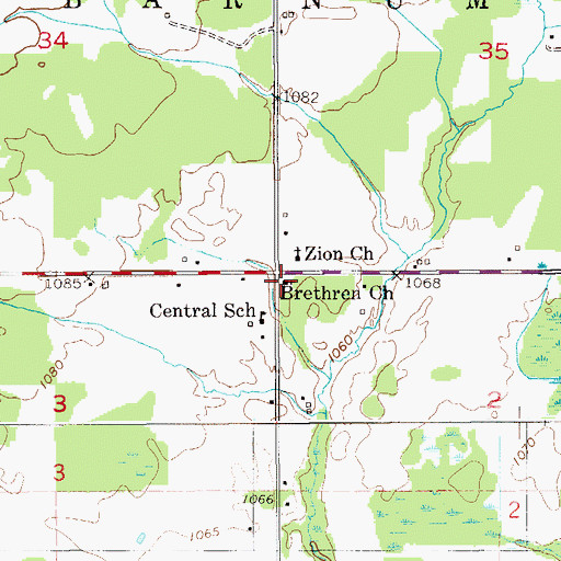Topographic Map of Brethren Church, MN