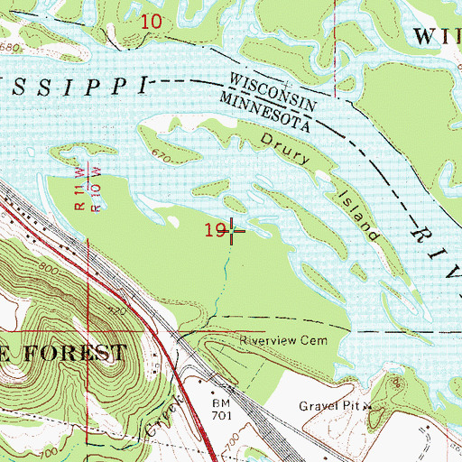 Topographic Map of Brewery Creek, MN