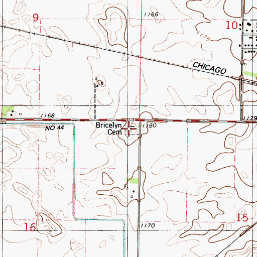 Topographic Map of Bricelyn Cemetery, MN