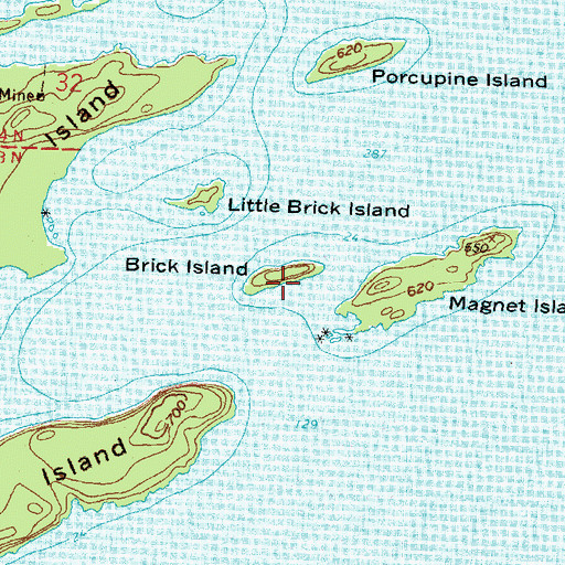 Topographic Map of Brick Island, MN
