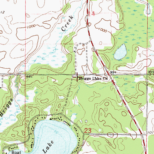 Topographic Map of Briggs Lake Church, MN