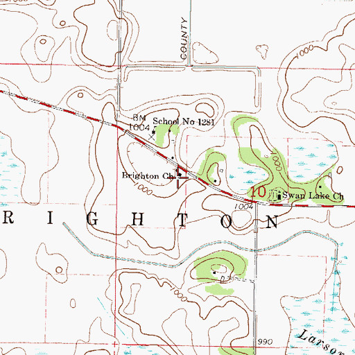 Topographic Map of Brighton Church, MN