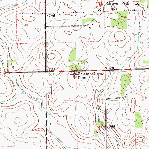 Topographic Map of Bristol Grove Cemetery, MN