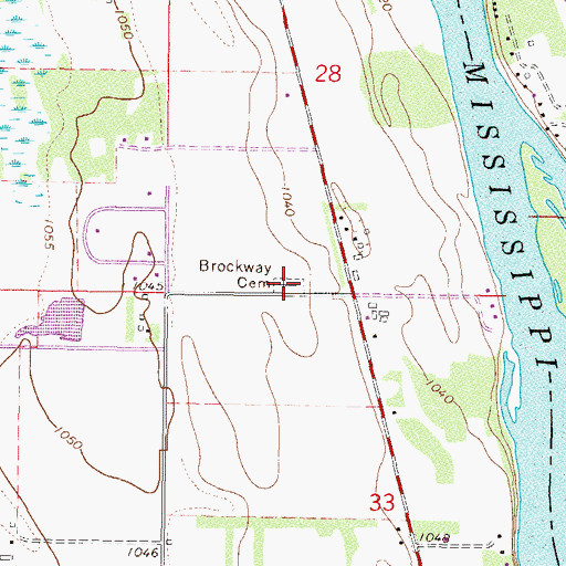 Topographic Map of Brockway Cemetery, MN