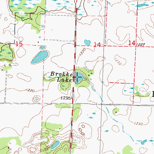 Topographic Map of Brokke Lake, MN