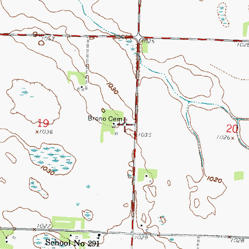 Topographic Map of Brono Cemetery, MN
