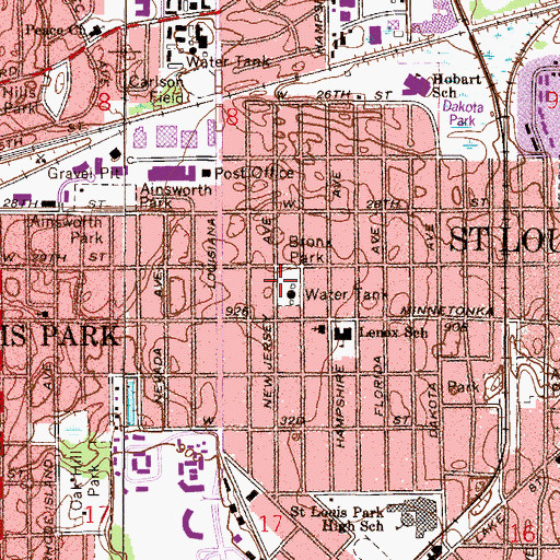 Topographic Map of Bronx Park, MN