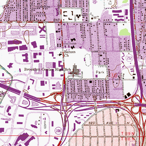 Topographic Map of Brooklyn Center Junior - Senior High School, MN