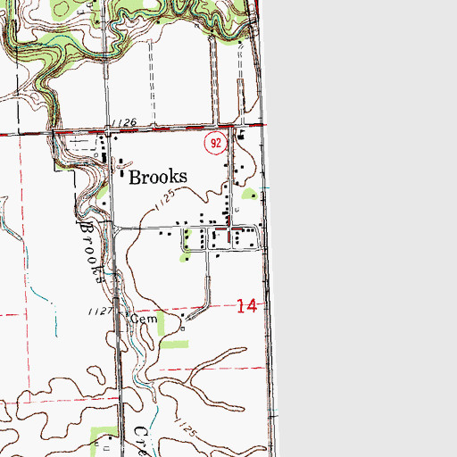 Topographic Map of Brooks, MN