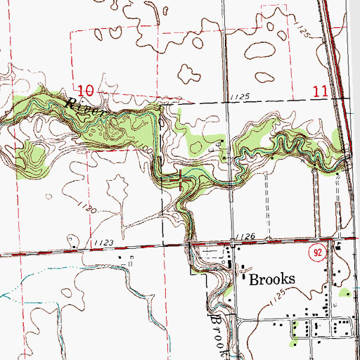 Topographic Map of Brooks Creek, MN