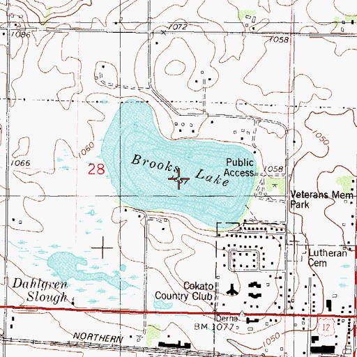 Topographic Map of Brooks Lake, MN